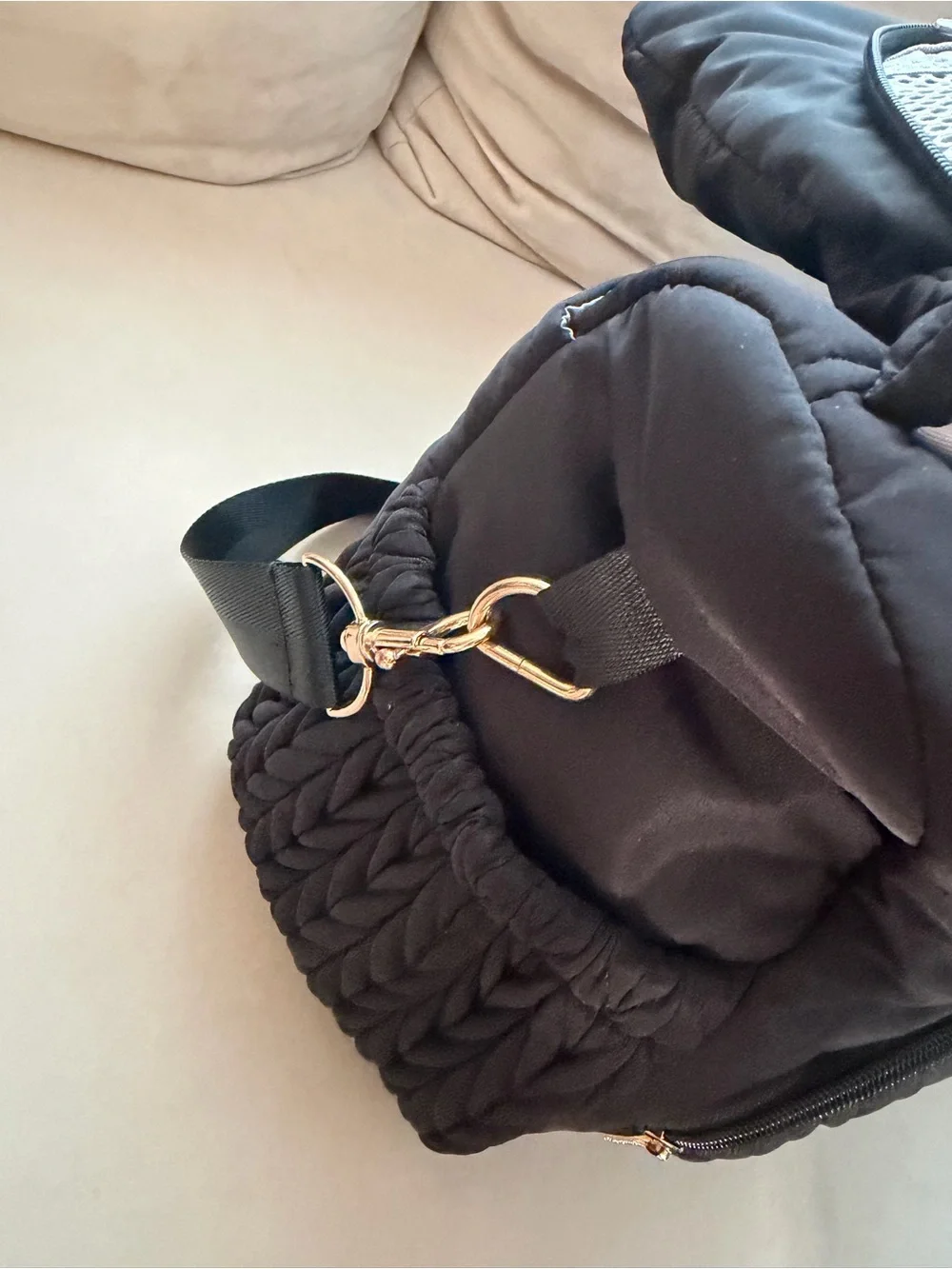 Black Quilted Crossbody Diaper Bag